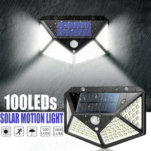 100 Lamps Solar Four Wall Lamp PIR Motion Sensor Wall Waterproof Light