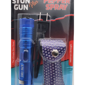 Flash Light Stun Gun and Pepper Spray Combo for Self- Defense