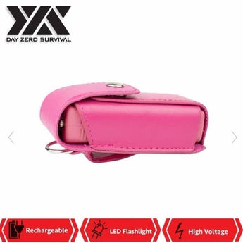 DZS ULTRA MINI PINK STUN GUN RECHARGEABLE WITH LED LIGHT, HOLSTER AND KEYRING - Safe At College