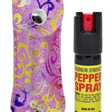 DESIGNER PINK FLOWER CASE KEYCHAIN PERSONAL DEFENSE PEPPER SPRAY OC-18 1/2 OZ - Safe At College