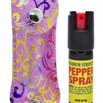 DESIGNER PINK FLOWER CASE KEYCHAIN PERSONAL DEFENSE PEPPER SPRAY OC-18 1/2 OZ - Safe At College