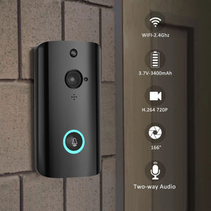 WIRELESS SMART WIFI AUDIO VIDEO DOOR BELL REMOTE PHONE INTERCOM-BLACK - Safe At College