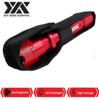 DZS RED METAL STUN GUN 10 MILLION VOLT RECHARGEABLE WITH FLASHLIGHT - Safe At College