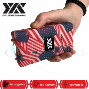 DZS 10 MILLION VOLT SELF DEFENSE AMERICAN FLAG PRINT STUN GUN RECHARGEABLE - Safe At College