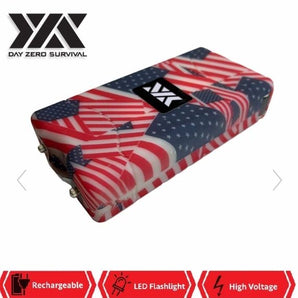 DZS 10 MILLION VOLT SELF DEFENSE AMERICAN FLAG PRINT STUN GUN RECHARGEABLE - Safe At College