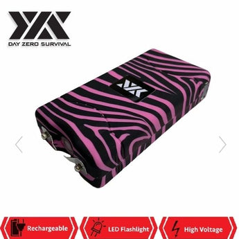 DZS 10 MILLION VOLT SELF DEFENSE PINK ZEBRA PRINT STUN GUN RECHARGEABLE - Safe At College