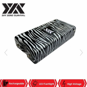 DZS 10 MILLION VOLT SELF DEFENSE ZEBRA PRINT STUN GUN RECHARGEABLE LED FLASHLIGHT - Safe At College