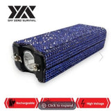 BLUE RHINESTONE DZS RECHARGEABLE SELF DEFENSE MINI BLING STUN GUN - Safe At College